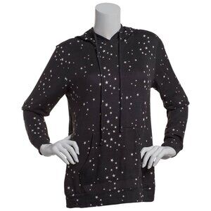 Lexington Avenue - Long Sleeve Kanga Pocket Stars Hoodie - Plus Size 2X Charcoal